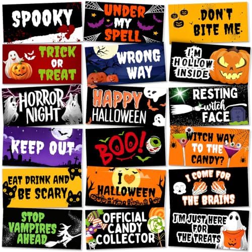 Beeveer 24 Designs Halloween Photo Booth Props Double Sided PVC Selfie Sign by Beeveer