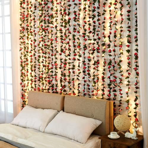 5 Pcs 41Ft Flower Garland Rose Vines, Pink Floral Garland Flower Vines - Image 4
