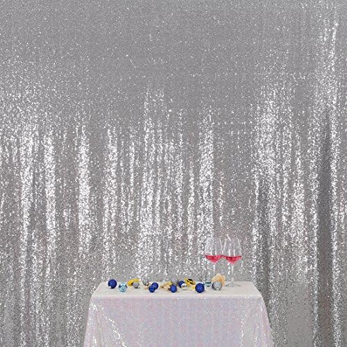 Poise3EHome Silver Sequin Backdrop,7FT x 7FT Sequin Photography Backdrop Curtain for Party Decoration, Silver - Image 5