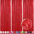 Red Curtains Birthday Sequin Backdrop, 3 Pack 2ft x 8ft Party Background by QueenDream