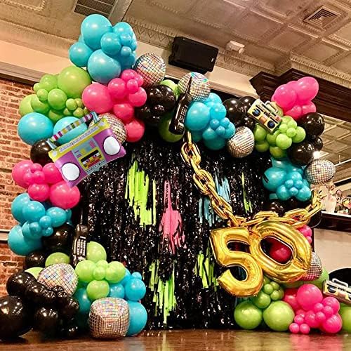 Back to 80s 90s Party Decor, Rainbow Neon Disco Balloon Garland Arch Kit - Image 6