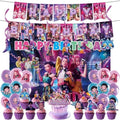 Demon Movie Hunters Birthday Decorations, Cute Party Supplies Set Include Banner, Backdrop, Balloons, Hanging Swirls, Cake Topper, Cake Cupcake Toppers for Boys Girls Cartoon Theme Party by Unknown