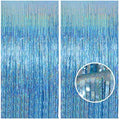 Melsan Light Blue Foil Curtain Backdrop for Birthday Decorations, 2 Pack by Melsan