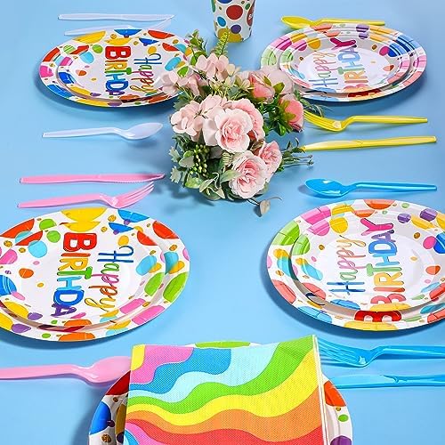 Meanplan 168 Pcs Happy Birthday Plates Napkins Tableware Set 24 Guest - Image 5