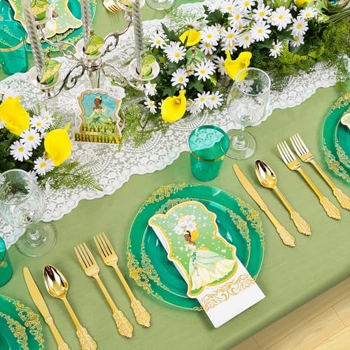 Hioasis 350 Pcs Green Gold Plates for Party - Image 4