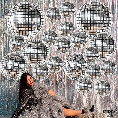 KatchOn, Silver Disco Ball Balloons - 32 Inch, Pack of 20 - Image 6