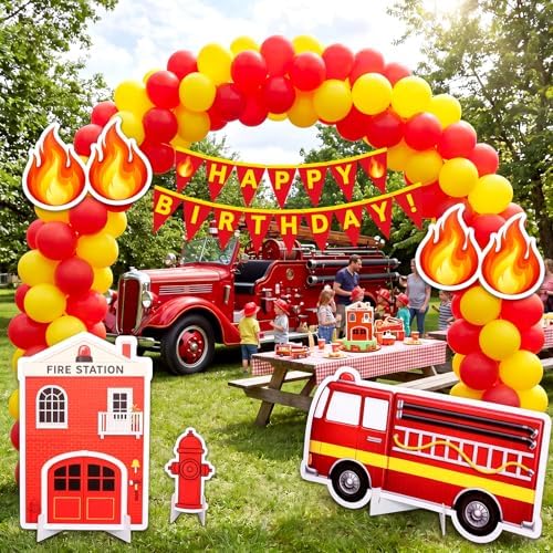 Honoson 5 Pcs Large 3FT Firefighter Birthday Decorations Cardboard Cutouts - Image 5