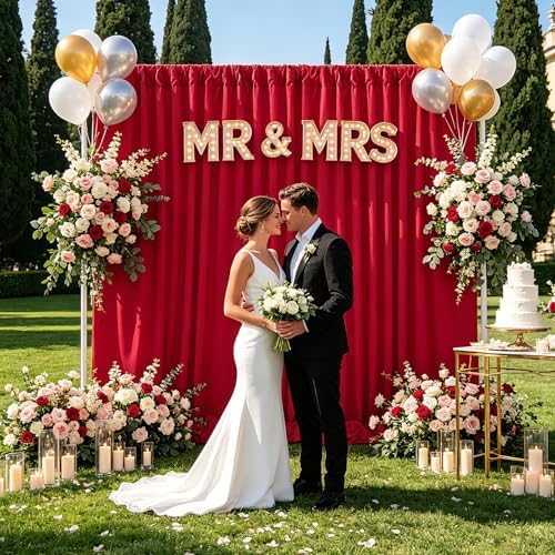 Red Backdrop Curtains 20ftx8ft Christmas Polyester Photo Drapes - Image 6