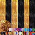 Black Gold Party Decorations, 2 Pack Tinsel Backdrop Foil Fringe Curtains by UWPVOWSR