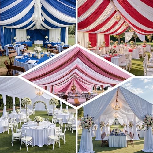 40ftx40ft White Ceiling Curtain for Wedding Parties - Image 5