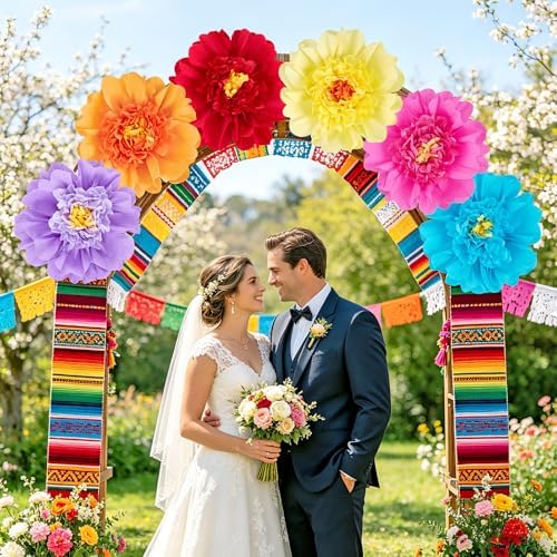 SUNBEAUTY Large Paper Flowers Giant Fiesta Tissue Paper Flowers Decorations for Wall 12 Inch Colorful Mexican Flowers for Summer Birthday Wedding Backdrop Bridal Shower Tropical Luau Carnival Party - Image 2