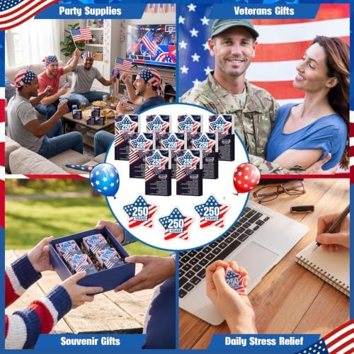 Wettarn 72 Sets 250th Anniversary Star Gifts America Flag Toys with Boxes - Image 7