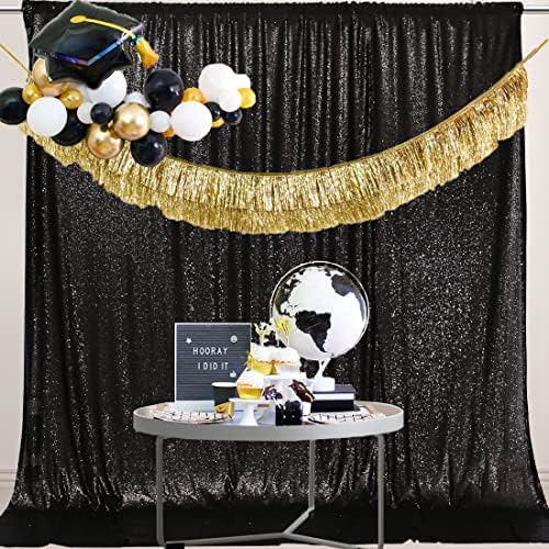PartyDelight Black Sequin Backdrop 6x7ft Sparkly Photo Curtain - Image 6