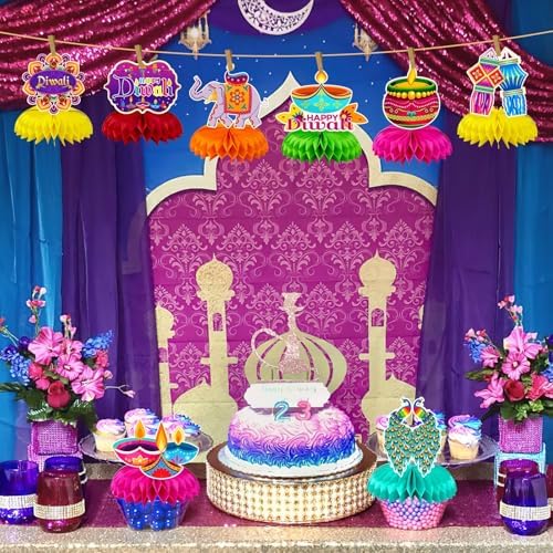 JULMELON 8 Pcs Diwali Honeycomb Centerpieces for Tables Party Decorations - Image 6