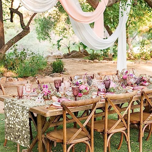 Pufogu 12 x 108 Inch Sequin Table Runner, Champagne Glitter Premium Big Sequin Table Runner, Rectangle Table Runners for Halloween, Christmas, Wedding Party, Birthday Party, Banquet Decor (1 Pack). - Image 6