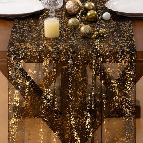 Gold Gauze Table Runner Glitter Fall Wedding Birthday Party Table Decor - Image 2