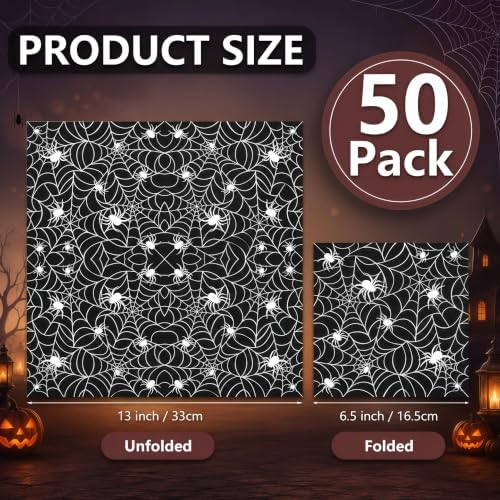 Halloween Napkins, 50 Count 2-Ply Spider Web Paper Napkins - Image 2