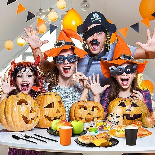 Dandat 280pcs Halloween Disposable Tableware Set, Black Orange - Image 5