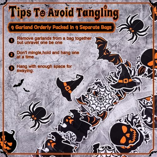 Ceenna 9 Pcs Halloween Party Hanging Decorations Witch Ghost Paper Garland - Image 4