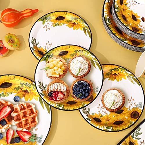 Sunflower Party Decorations, Sunflower Plates and Napkins Party Supplies Serves 50, for Birthday Bee Baby Shower Bridal Shower, Easter Mother's Day, Summer Fall Thanksgiving Decorations - Image 4