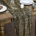 Artoid Mode Black Gold Gauze Table Runner 120 Inch 10Pcs, Glitter Metallic Foil Sheer Dining Wedding Anniversary Holiday Birthday Table Decor for Home Party by ArtoidMode