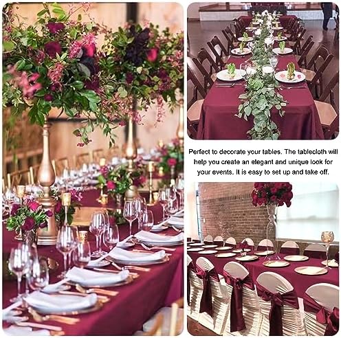 4 Pack Rectangle Tablecloth 60x102 Inch Burgundy Washable Polyester Table Cover for Wedding Dining Table Buffet Parties Banquet Decoration（Burgundy） - Image 5