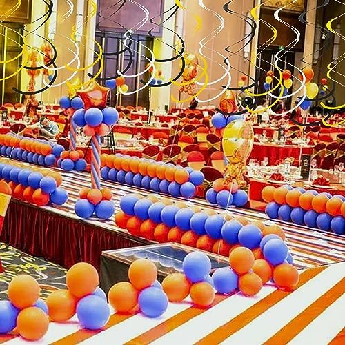 Colorful Ceiling Swirl Foil Decorations Hanging Plastic Streamer Themed Swirl Party for Halloween Graduation Celebration, Pack of 28 (Gold, Black and Sliver) - Image 6