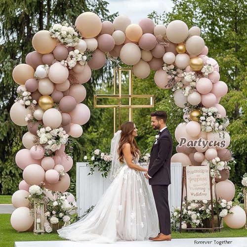 Dusty Light Pink Beige Balloon Arch Double Stuffed Mauve Blush Nude White Cream Matte Balloon Garland Kit for Boho Baby Shower Birthday Baby in Bloom Bridal Wedding Fall Autumn Party Decoration - Image 6