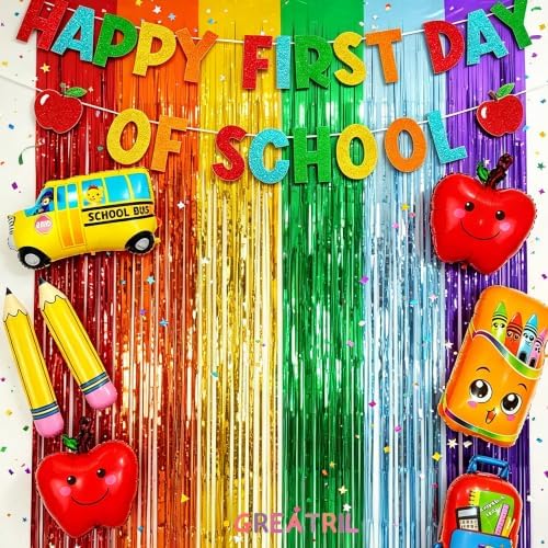 Rainbow Tinsel Streamers Backdrop Party Decorations 8.2ft x 3.2ft 2 Packs - Image 5