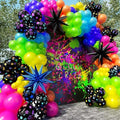 185Pcs Neon Balloons Arch Garland Kit with Glow in the Dark Balloons, Neon Balloons Arch Kit for Back to 80s 90s DISCO Birthday Party Decorations, Let's Glow Party, Rock Roll Party Supplies by PTGOLUO