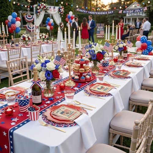 WDF 175Pcs Red Plates - Red Plastic Plates with Gold Rim - Fancy Disposable Dinnerware Sets Ideal for Party/Wedding/Christmas/Holidays - Image 3