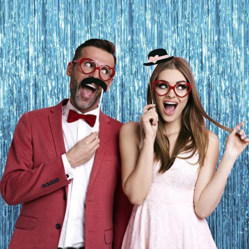 10 Pack Foil Curtain Backdrop Blue Metallic Tinsel Foil Fringe Curtains Photo Booth Props for Birthday Wedding Engagement Baby Shower Bachelorette Christmas Holiday Celebration Party Decorations - Image 6
