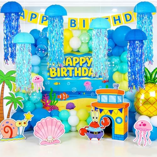 6-Pack Jellyfish Paper Lanterns, Under the Sea Party Decorations - Image 2