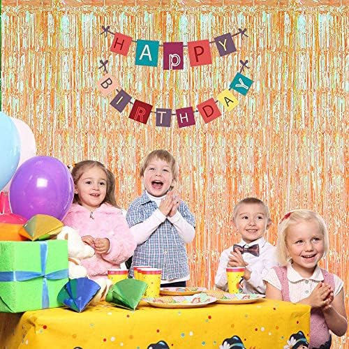3 Pack Fringe Curtains Party Decorations,Tinsel Backdrop Curtains for Parties,Photo Booth Wedding Graduations Birthday Christmas Event Party Supplies (Transparent Orange) - Image 3