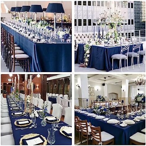 4 Pack Rectangle Tablecloth 90x132Inch Navy Blue Washable Polyester Table Cover for Wedding Dining Table Buffet Parties Banquet Decoration（Navy Blue） - Image 6