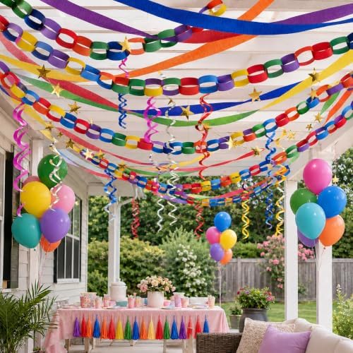 600 Paper Chain Strips 12 Colors Party Garland Kit with Star Garland - Image 7