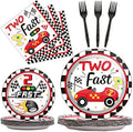 96pcs Two Fast Plates and Napkins Race Car Party Decorations Racing 2 fast Party Plates and Napkins Set Racing Sports Themed Dinnerware for Two Fast Kids Boys Birthday Supplies Favors, Serve 24 by partygreeting