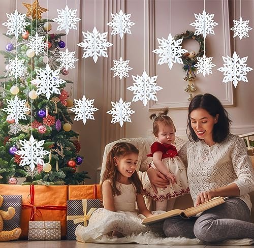 36PCS Hanging Snowflake Decorations Winter Wonderland Party Supplies - Image 4