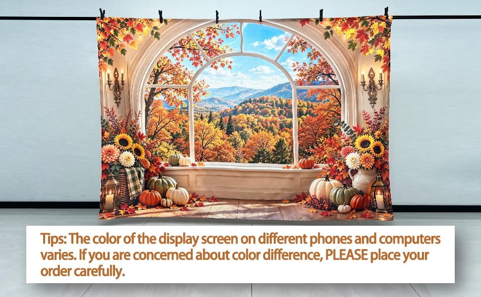 7x5ft Fabric Fall Window Scenery Backdrop Forest Photography - Image 3