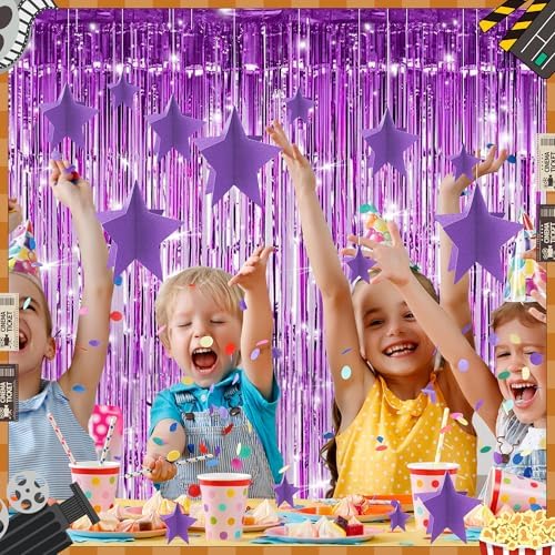 70 Pcs Star Centerpieces Purple Birthday Decorations for Women Girls Men 3D Glitter Star Party Decoration Princess Birthday Table Decor Party Supplies for Graduation Engagement Baby Shower - Image 5