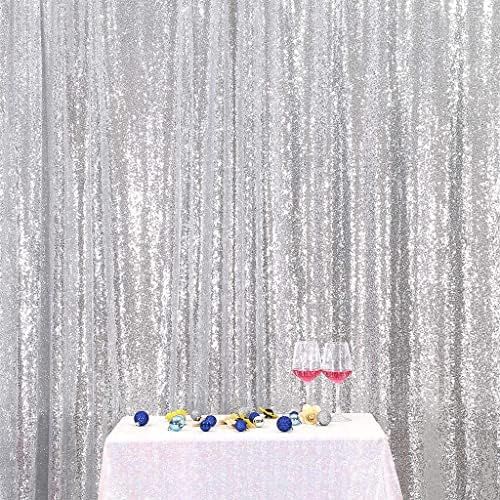 Poise3EHome 5FT x 7FT Silver Sequin Photography Backdrop Curtain for Party Decoration, Silver by Poise3EHome