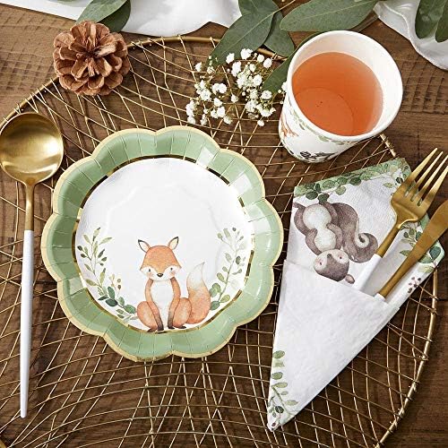 Kate Aspen Woodland Baby Shower Decorations, 62-Piece Disposable Paper Plates & Napkins Party Supplies for 16 Guests - Woodlands Animals Theme for Baby Boy Shower Table Decorations, Gender Reveal - Image 6