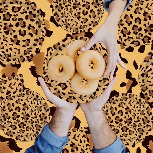 142PCS Leopard Print Party Decorations,Jungle Animal theme Decorations Include Tableware, Plate, Cup, Napkin, Cutlery, Animal Cheetah Print Birthday Party Supplies Serve 20 - Image 3