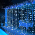 Dazzle Bright 300 LED Curtain String Lights, Christmas Fairy Lights for Bedroom with 8 Lighting Modes, Connectable Waterproof Window Lights Party Wedding Garden Wall Decor, Blue by DazzleBright
