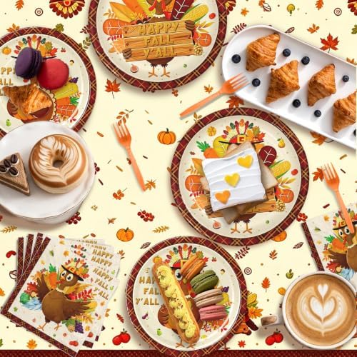 146PCS Thanksgiving Turkey Party Supplies Paper Plates and Napkins Serve 36 - Image 6