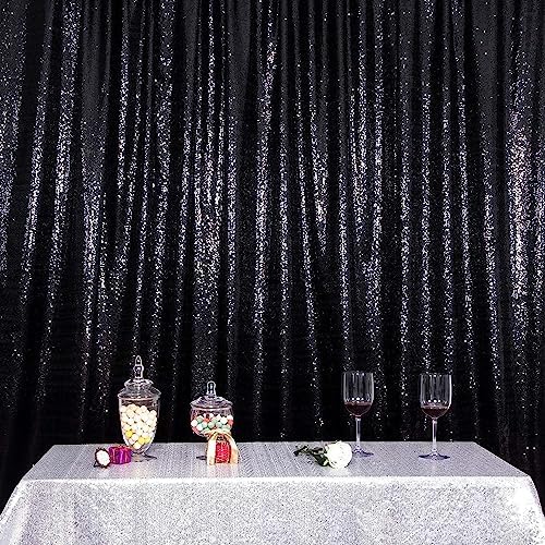 Juya Delight Black Sequin Backdrop, 20FTx10FT NO See-Through Photobooth Backdrop Curtains for Birthday, Party, Wedding Decoration - Image 6