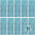 10 Pack Blue Backdrop Curtain 3.2ft x 8.2ft Metallic Tinsel Foil Fringe Curtains Photo Booth Background for Birthday Party Decoration Baby Shower Engagement Wedding Christmas Decoration (Blue) by Ohiyoo