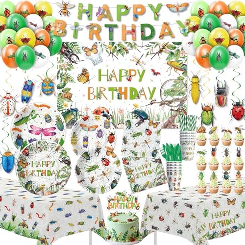 Bug Birthday Decorations, Garden Nature Themed Insect Party Supplies by FVABO