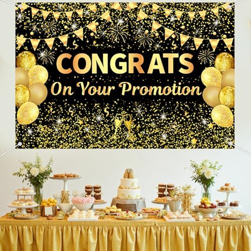 5x3ft Congrats on Your Promotion Backdrop Black and Gold - Image 3