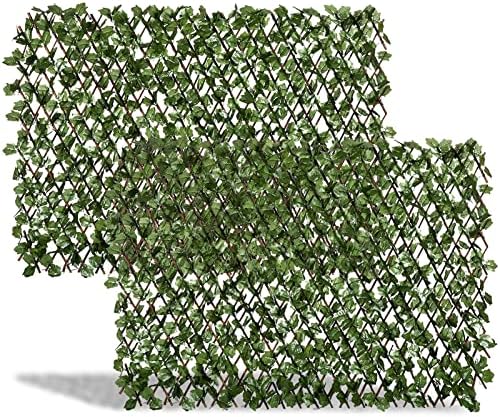 DOEWORKS Expandable Faux Ivy Trellis Fence, Patio Privacy Screen, 2 Pack by DOEWORKS